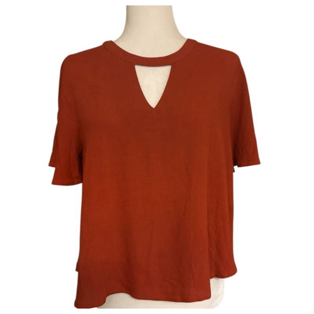 Elodie Blouse Terracotta Short Sleeve Flowy Fit Blouse Size M